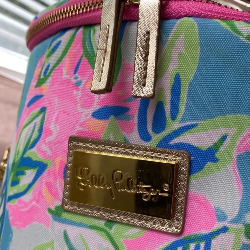 New Lilly Pulitzer Beach Cooler Ice Totally Blossom Pink/Gold